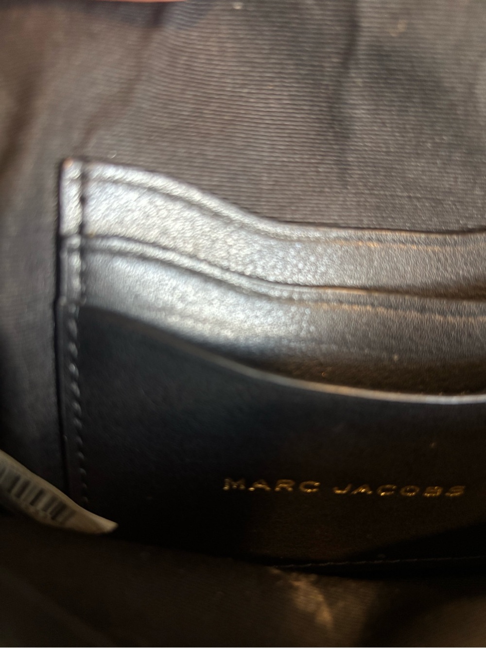 Marc Jacobs Black Leather Crossbody with Gold Chain and Branded Cream Strap - Picture 10 of 13